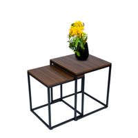 Stoliki kawowe kwadratowe zestaw 2w1 loft industrial ława orzech włoski