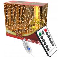 KURTYNA ŚWIETLANA 300 LED 3x3m kolor CIEPŁY PILOT