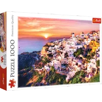 Puzzle 1000 elementów. Zachód słońca nad Santorini