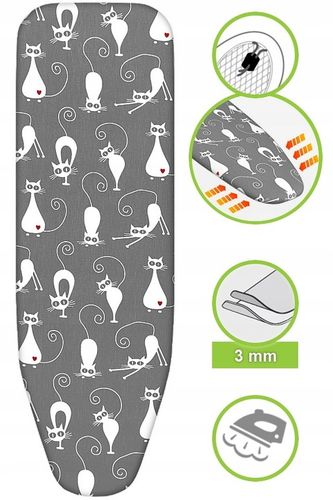 Pokrowiec na deskę do prasowania z kotami podkładem PREMIUM BAWEŁNA 100% na Arena.pl