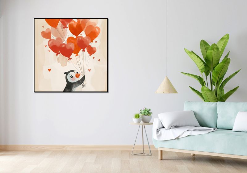 Plakat 100x100cm Pingwinek z Balonami zdjęcie 4