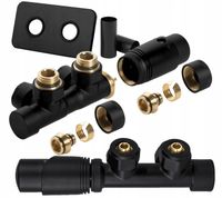 ZAWÓR TERMOSTATYCZNY CZARNY MAT DUOPLEX+MASKOWNICA PROSTOKĄTNA DO GRZEJNIKA