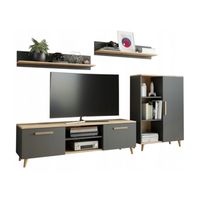 Meblościanka Oslo antracyt/dąb artisan