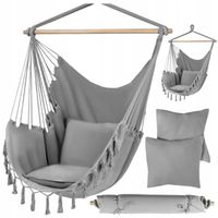 HAMAK FOTEL BRAZYLIJSKI GORDON Z 2 PODUSZKAMI SZARO BIAŁY