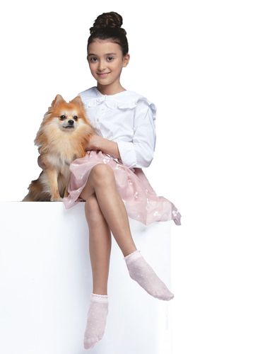 Skarpety dziewczęce rajstopowe kropki białe 2PAK 20 DEN Uniwersalny na Arena.pl