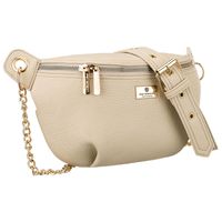 beżowa saszetka damska ze skóry ekologicznej zamykana suwakiem