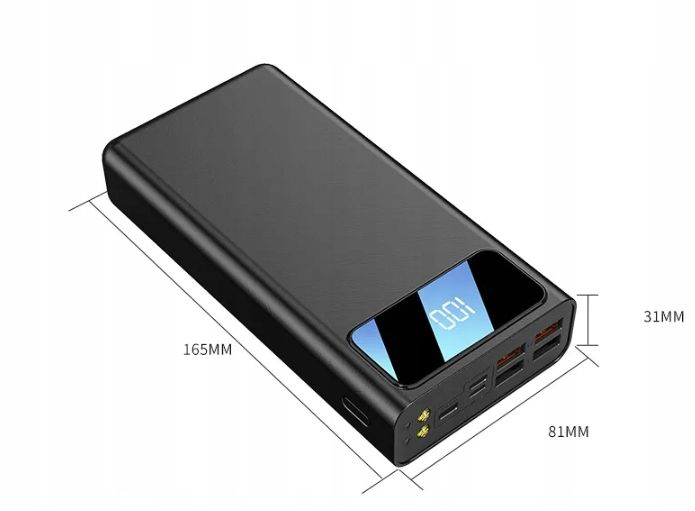 DUŻY POWERBANK 30000MAH 4 x USB USB-C Lightning Latarka Wyświetlacz zdjęcie 5