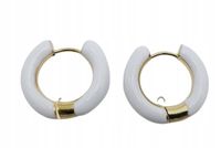 Piękne kolczyki emaliowane stal chirurgiczna kółko kolor złoty biały