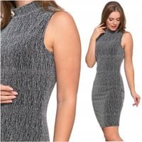 SUKIENKA DAMSKA MIDI BEZ RĘKAWÓW KOKTAJLOWA Z POŁYSKIEM DOPASOWANA MORAJ S