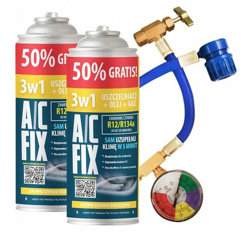 ZESTAW 2xUSZCZELNIACZ GAZ OLEJ KLIMA R134A 3w1+50% PRZEWÓD DUŻA PUSZKA 626g na Arena.pl