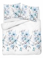 Pościel flanelowa 220x200cm. Flanela bawełniana gruba - kwiaty na białym