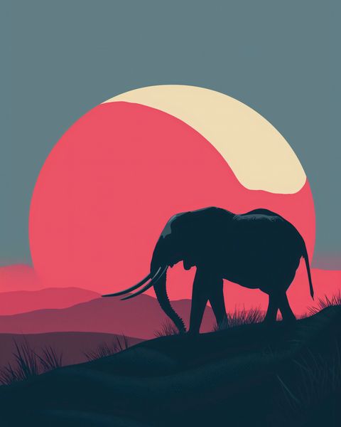 Plakat 40x50cm Słoń przy Czerwieni zdjęcie 1