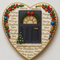 CIASTKO LUKROWANE ŚWIĄTECZNE DRZWI SERCE NO1 ROZ.M RĘCZNIE ROBIONE