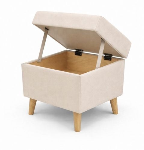 Pufa z pojemnikiem podnóżek salon 36x36x41 kremowy na Arena.pl