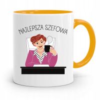 Kubek Żółty Prezent Dla Szefa Najlepsza Szefowa Z Nadrukiem Ze Zdjęciem