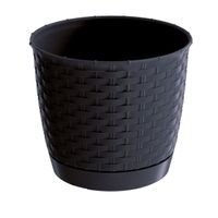 Doniczka okrągła RATOLLA DRLO145 z podstawką | Antracyt, Kształt Okrągły, Wymiary 14.5x13 cm, Kolor Antracyt, Prosperplast