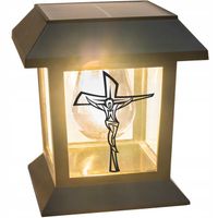 ZNICZ na Grób LED LAMPION Solarny na Cmentarz STATUETKA z KRZYŻEM