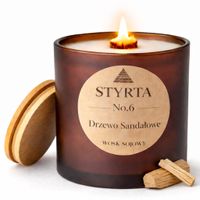 Świeca sojowa zapachowa Drzewo Sandałowe 300ml szkło drewniany knot No.6