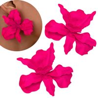 KOLCZYKI różowe fuksja kwiaty duże XXL okazałe na wakacje wiosenny MOTYW