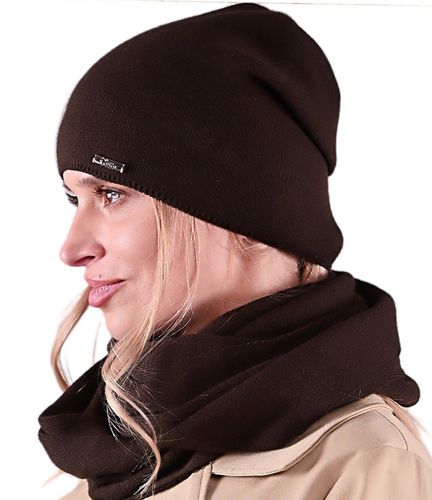 CZAPKA damska przejściowa jesienna gładka Polska modny BRAZ czekolada na Arena.pl