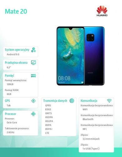 Huawei Smartfon Mate 20 DUAL SIM Twilight na Arena.pl