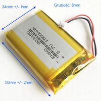 Bateria Akumulator 1500mAh 3.7V JST 3 przewody PCM