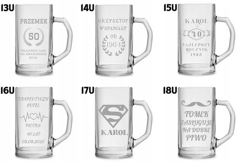 Duży kufel do piwa na prezent z grawerem 640ml logo tekst urodziny na Arena.pl