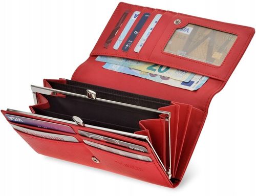 Cavaldi Duży Portfel Skórzany Damski Na Zatrzask Portmonetka Na Prezent na Arena.pl