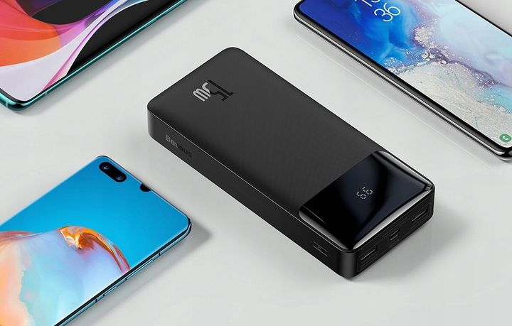 BASEUS UNIWERSALNY POWER BANK 20000MAH 2X USB USB-C QC 15W KABEL MICRO USB zdjęcie 12