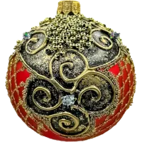 Bombka czerwona ekskluzywna z bogatymi zdobieniami: 6 sztuk