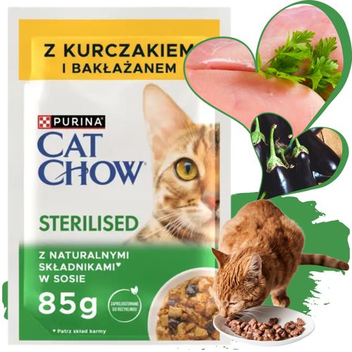 karma dla kotów sterylizowanych purina cat chow kurczak z bakłażanem 85 g na Arena.pl