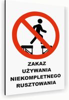 Tabliczka znak informacyjny 40x30 Biała NIEBEZPIECZNE RUSZTOWANIE Dibond