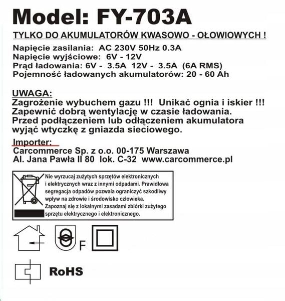 Prostownik Samochodowy Ładowarka 6V / 12V 6A zdjęcie 6