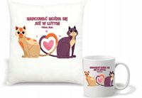 Zestaw PODUSZKA + KUBEK ze nadrukiem PREZENT NA WALENTYNKI DLA CHŁOPAKA