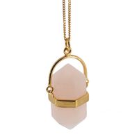 Naszyjnik - Kwarc Różowy sopel w okuciu na łańcuszku
