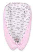 Kokon niemowlęcy dwustronny kojec otulacz Premium BOBONO- chmurki szare