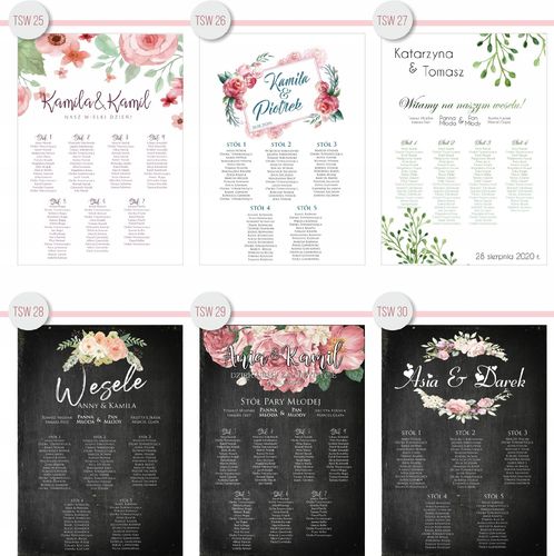 Plan stołów weselnych ROZMIESZCZENIE gości wesele tablica 100x70 na Arena.pl