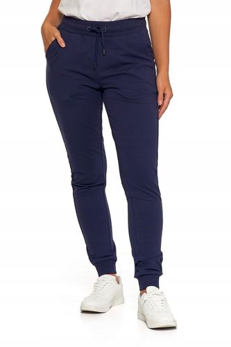 SPODNIE DRESOWE DAMSKIE BAWEŁNIANE JOGGERY BEZ WZORU MORAJ GRANATOWE S na Arena.pl