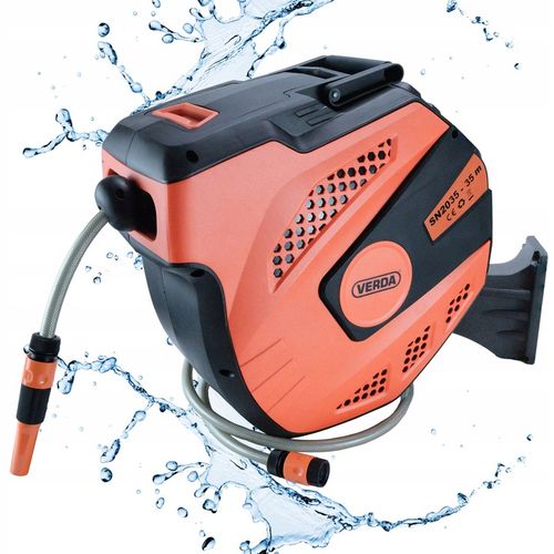 WĄŻ OGRODOWY AUTOMATYCZNY ZE ZWIJACZEM 35m + 2m BĘBEN NA BĘBNIE ŚCIANĘ na Arena.pl