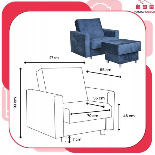 Fotel rozkładany Alicja z podnóżkiem do spania z pojemnikiem Family Meble na Arena.pl