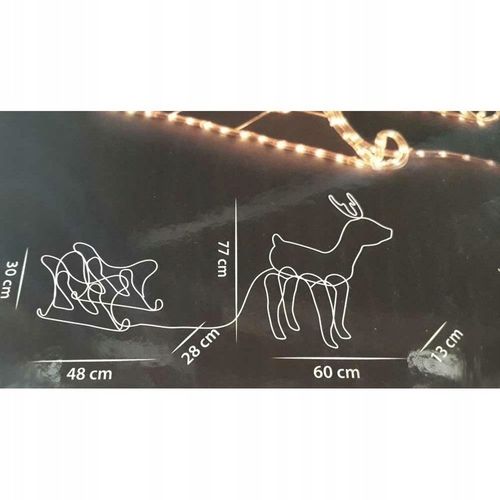 Renifer z Saniami 504 Led Zewnętrzny XXL ZAPRZĘG 230V Świecący Jelonek na Arena.pl
