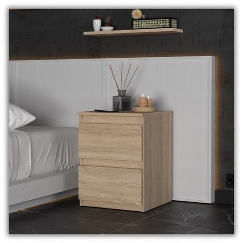 SZAFKA NOCNA DĄB SONOMA 40 CM 2 SZUFLADY DUŻY STOLIK NOCNY NAKASTLIK na Arena.pl