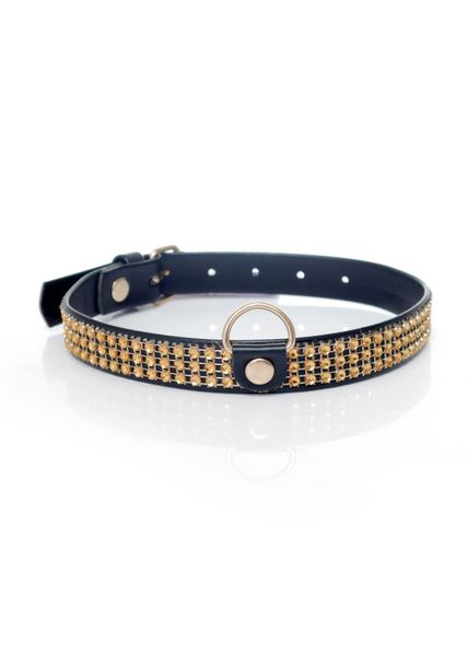 Fetish B - Series Collar with crystals 2 cm gold zdjęcie 1