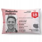 Poduszka Dowód Osobisty 60x40 cm z Twoim zdjęciem Prezent na 18 Urodziny