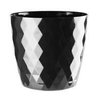 Doniczka osłonka plastikowa CRISTAL 18 cm czarny połysk wzór karo romby