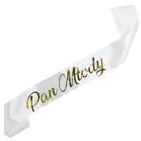 Biała szarfa Pan Młody