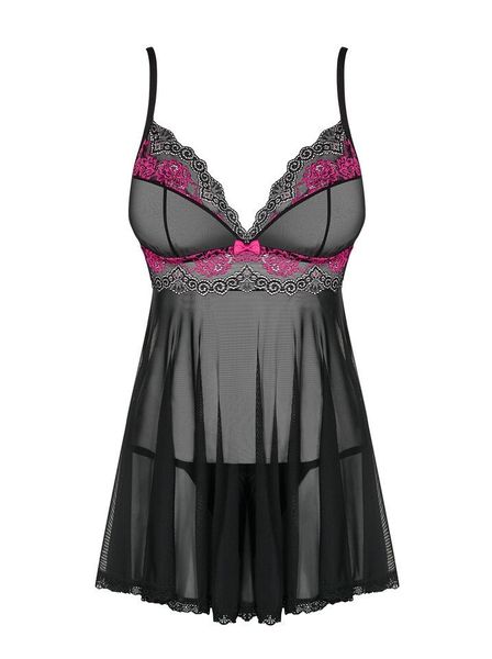 Urocza Babydoll i Stringi - Obsessive Tulia L/XL zdjęcie 3