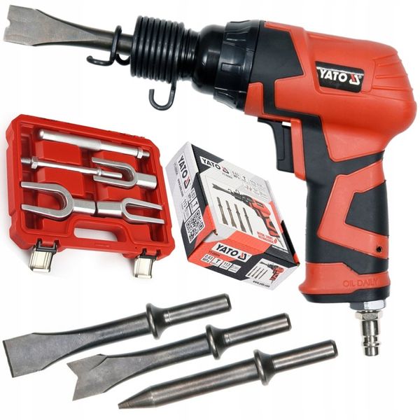 YATO KPL. MŁOTEK PNEUMATYCZNY DO SWORZNI DRĄŻKÓW PRZEGUBÓW DO RDZY +4 DŁUTA zdjęcie 3