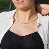 Naszyjnik - Cytryn fasetowane kulki i srebro złocone