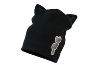 Jamiks WAIMEA czapka prążkowana dla dziewczynki kotek czzarna 50-52